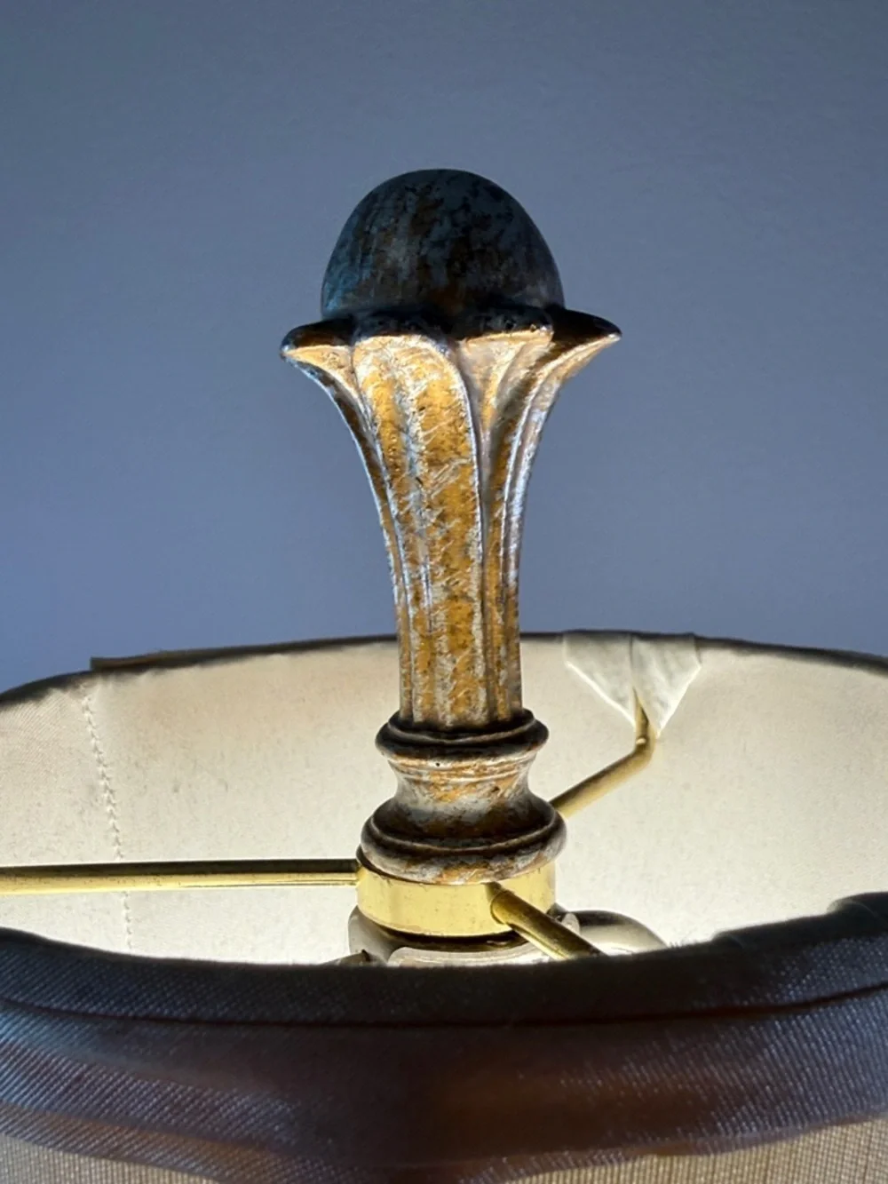 Cream and Gold Floral Accent Brass Table Lamp - Elegant Home Accent